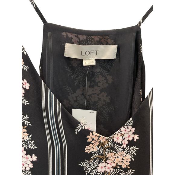 NWT LOFT Soft Black Shear Lined Spaghetti Strap Top, Size SMALL - Picture 2 of 5